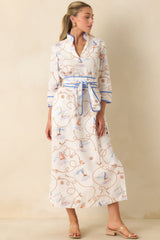 Prosperina Matilda Ivory Multi Cotton Nautical Maxi Dress