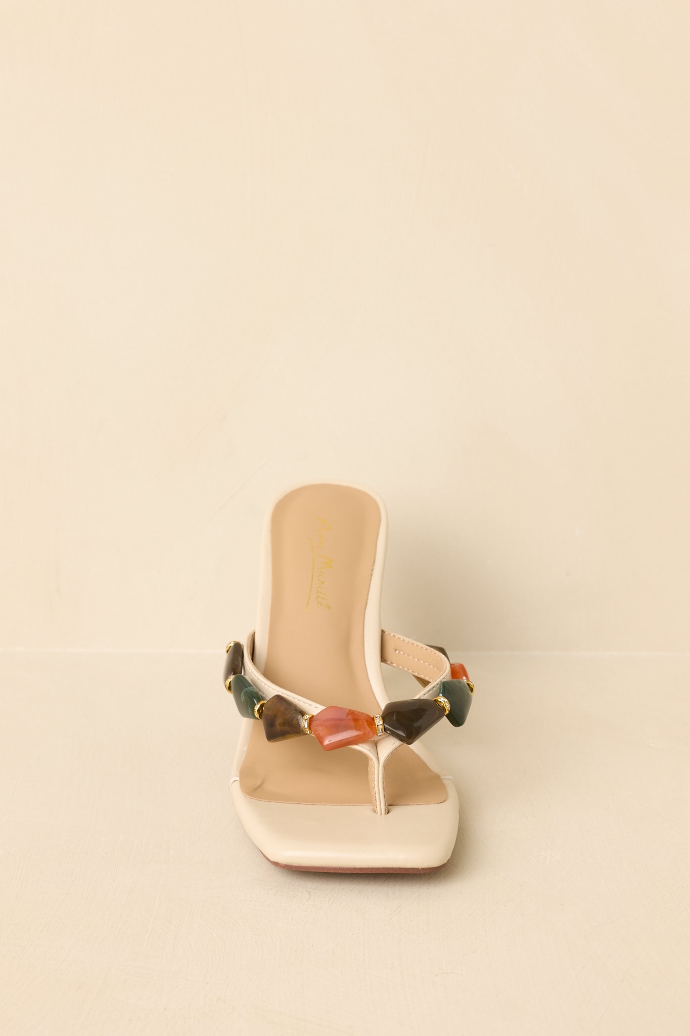 Polished with Personality Ivory Multi Stone Heeled Sandals