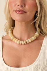 Natural Wonder Beige Marbled Bead Statement Necklace