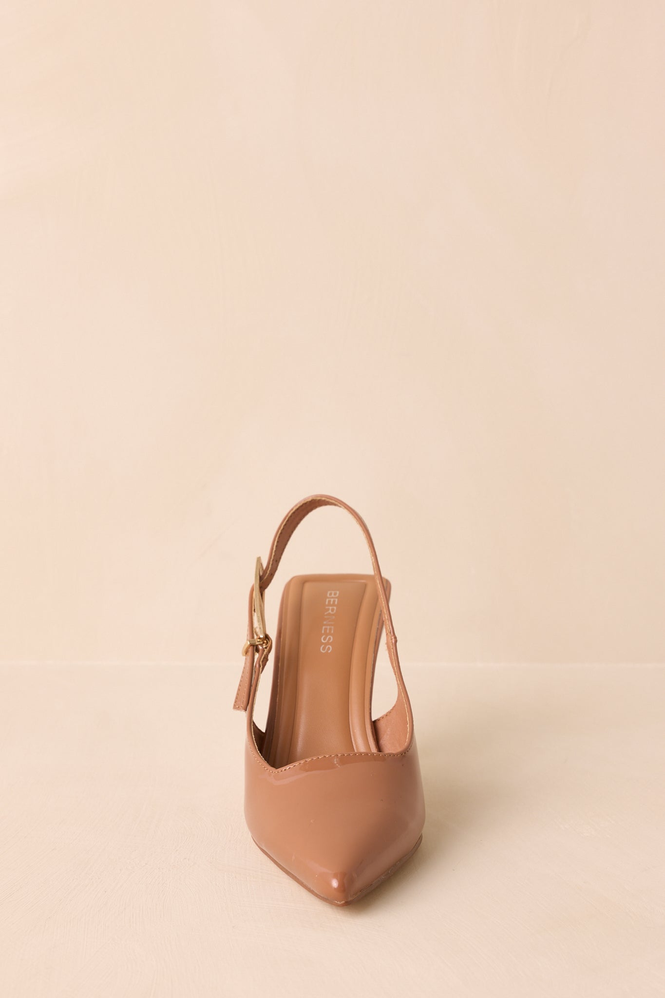 Stood My Ground Brown Patent Pointed Toe Slingback Heels