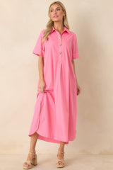 Read The Signs Pink Short Sleeve Maxi Dress