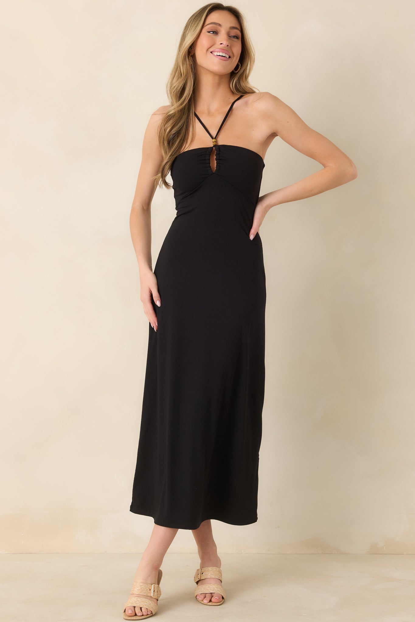 Z Supply Black Astoria Halter Maxi Dress