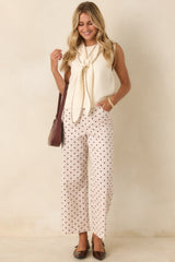 A Spot of Style Ivory & Brown Polka Dot Cotton Pants