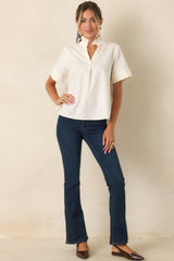Get a Little Dark Wash Cotton Denim Slight Flare Jeans