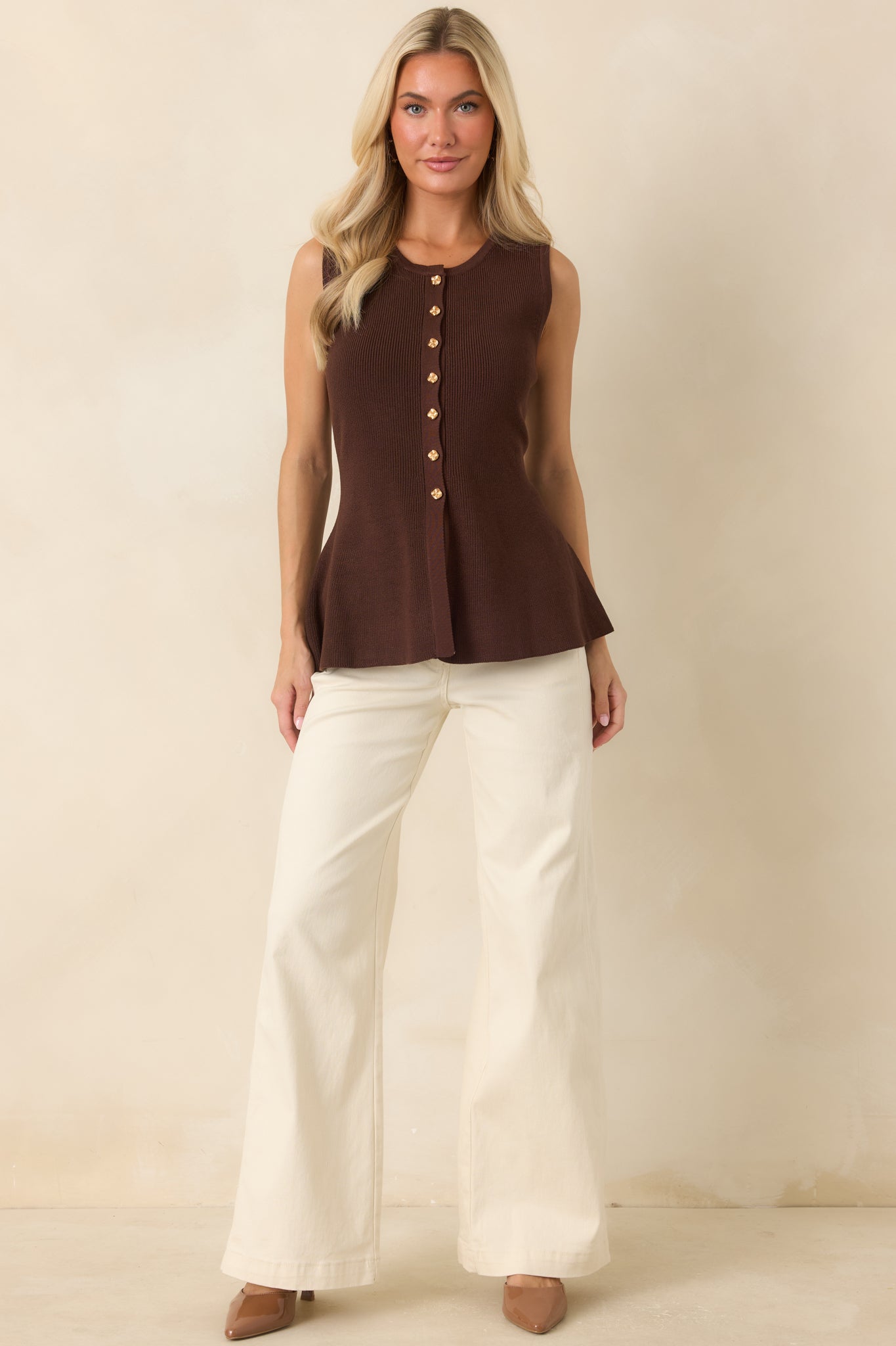 One More Reason Ivory Stretch Wide Leg Jeans