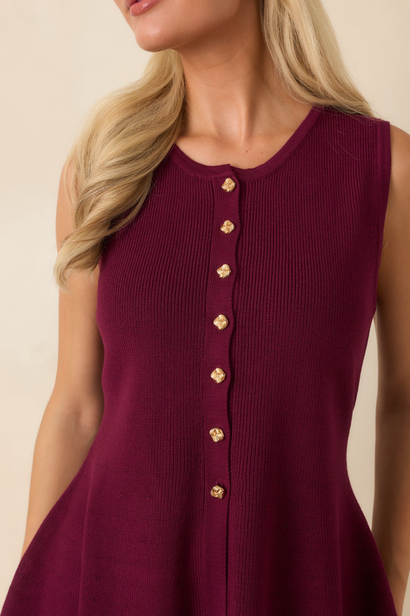 Everything in Place Wine Red Knit Peplum Top