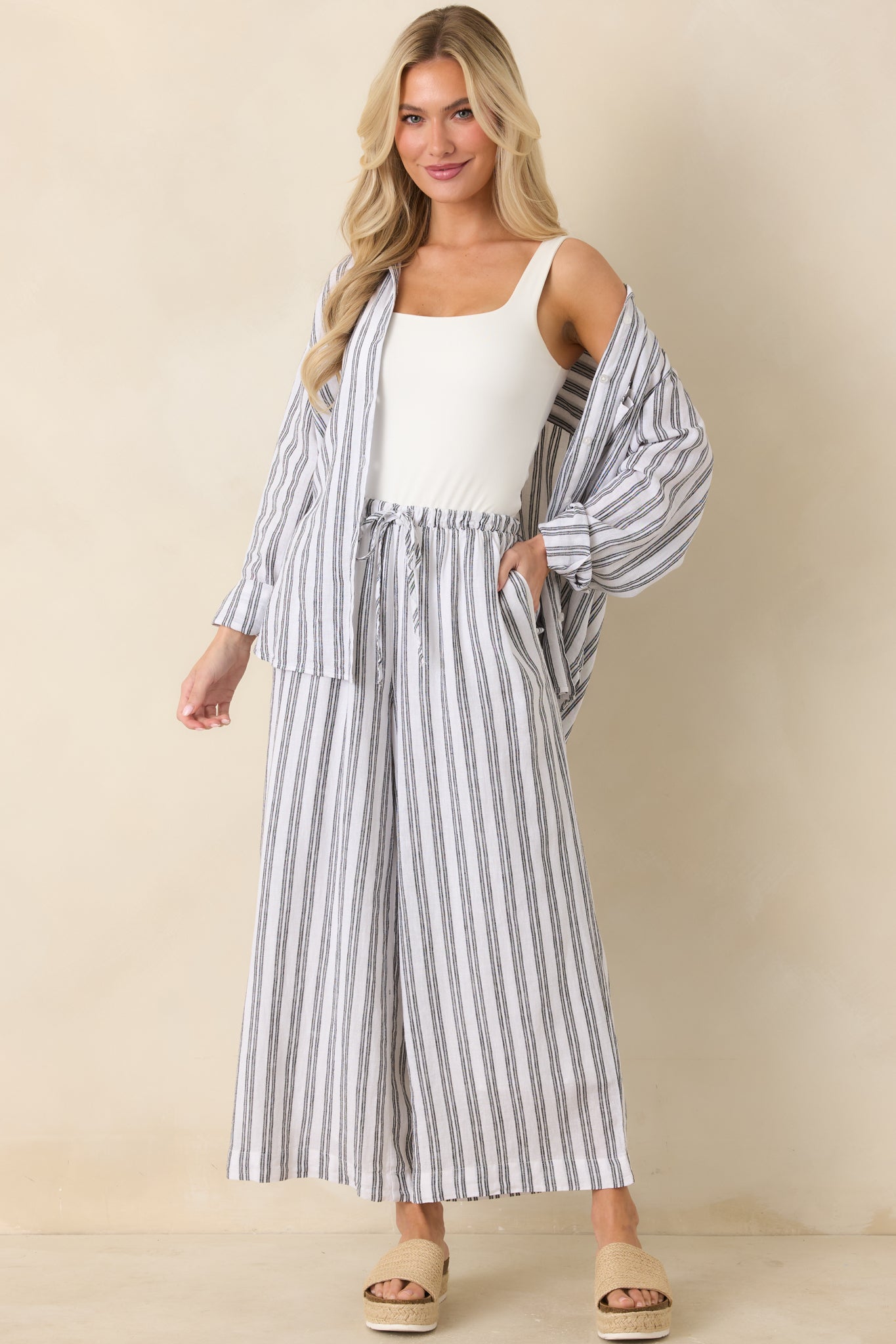 Z Supply The Perfect Black & White Stripe Button Up Top