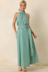FRNCH Carmine Green Stripe Cotton Maxi Skirt