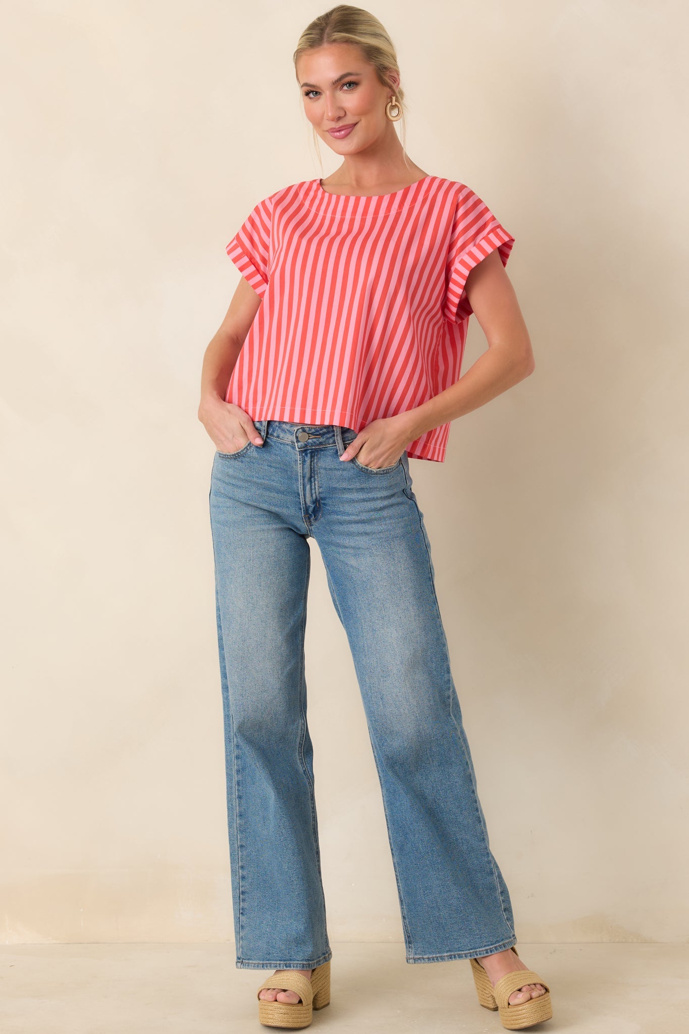 Making Moves Orange & Pink Stripe Boxy Cotton Top