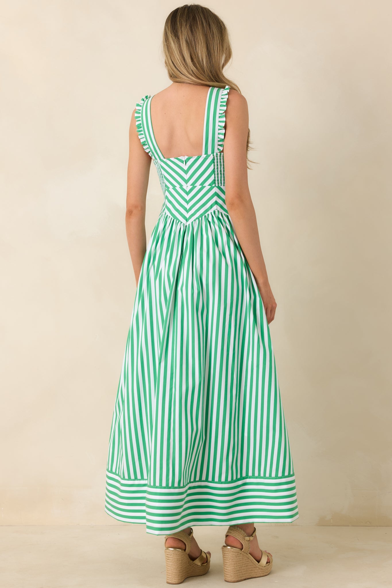 It's a Good Thing Green Stripe Cotton Blend Sleeveless Maxi Dress