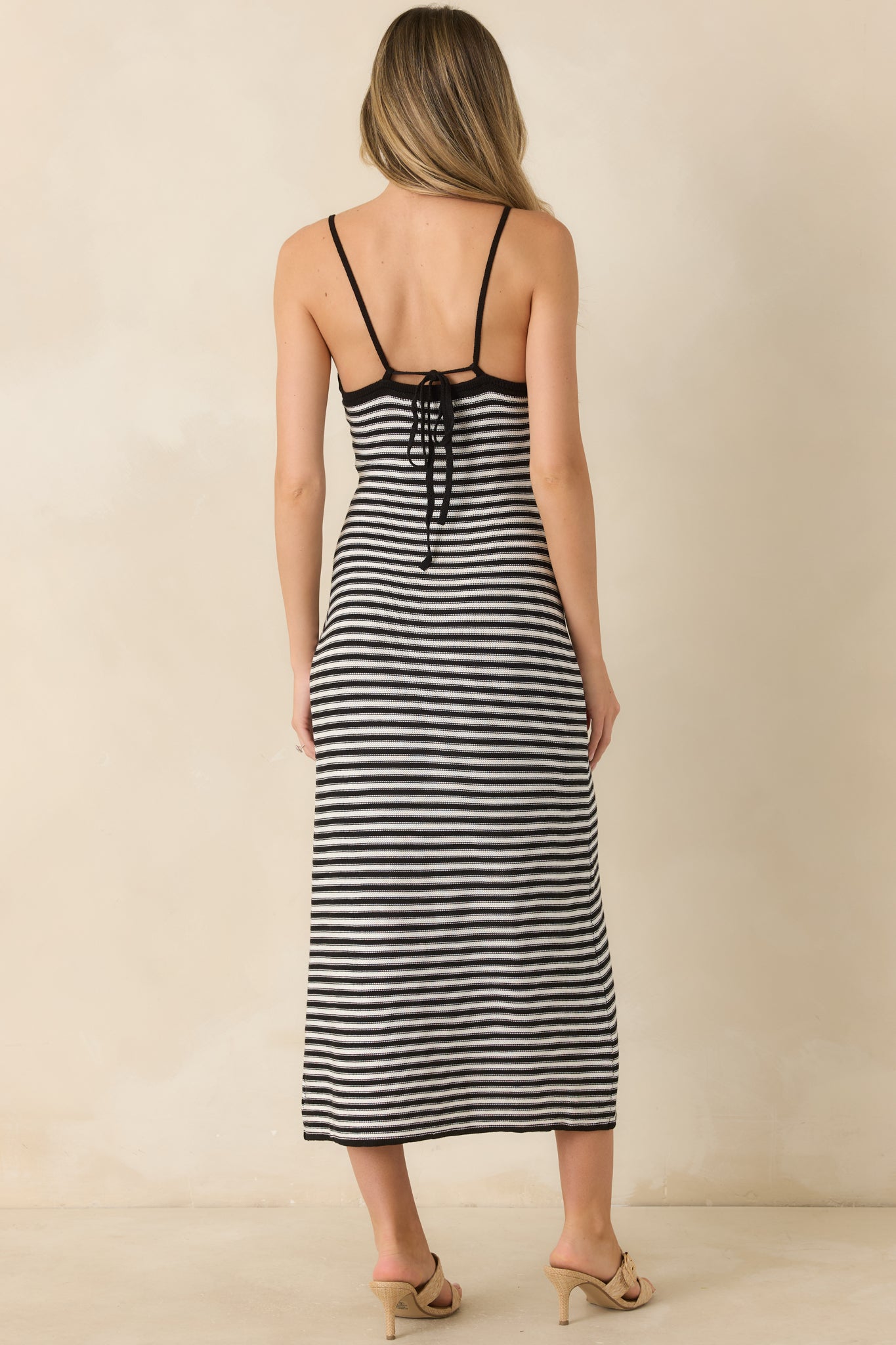 Z Supply Majestic Black Stripe Cotton Blend Midi Dress
