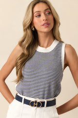 Moment Of Truth Navy Stripe Sweater Vest