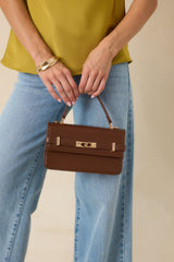 Carry On Your Way Chocolate Brown Faux Leather Top Handle Bag