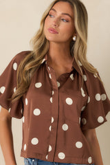 Dot Your Calendar Brown & Ivory Polka Dot Blouse