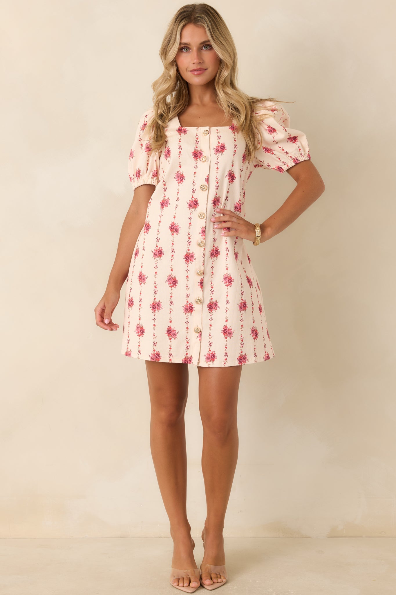 Garden Keepsake Ivory Floral Cotton Mini Dress