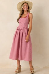 Just Because I Can Red Gingham Open Back Tie Maxi Dress
