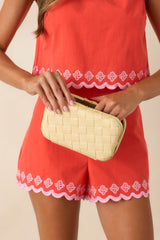 Where Our Paths Cross Ivory Woven Raffia Clutch