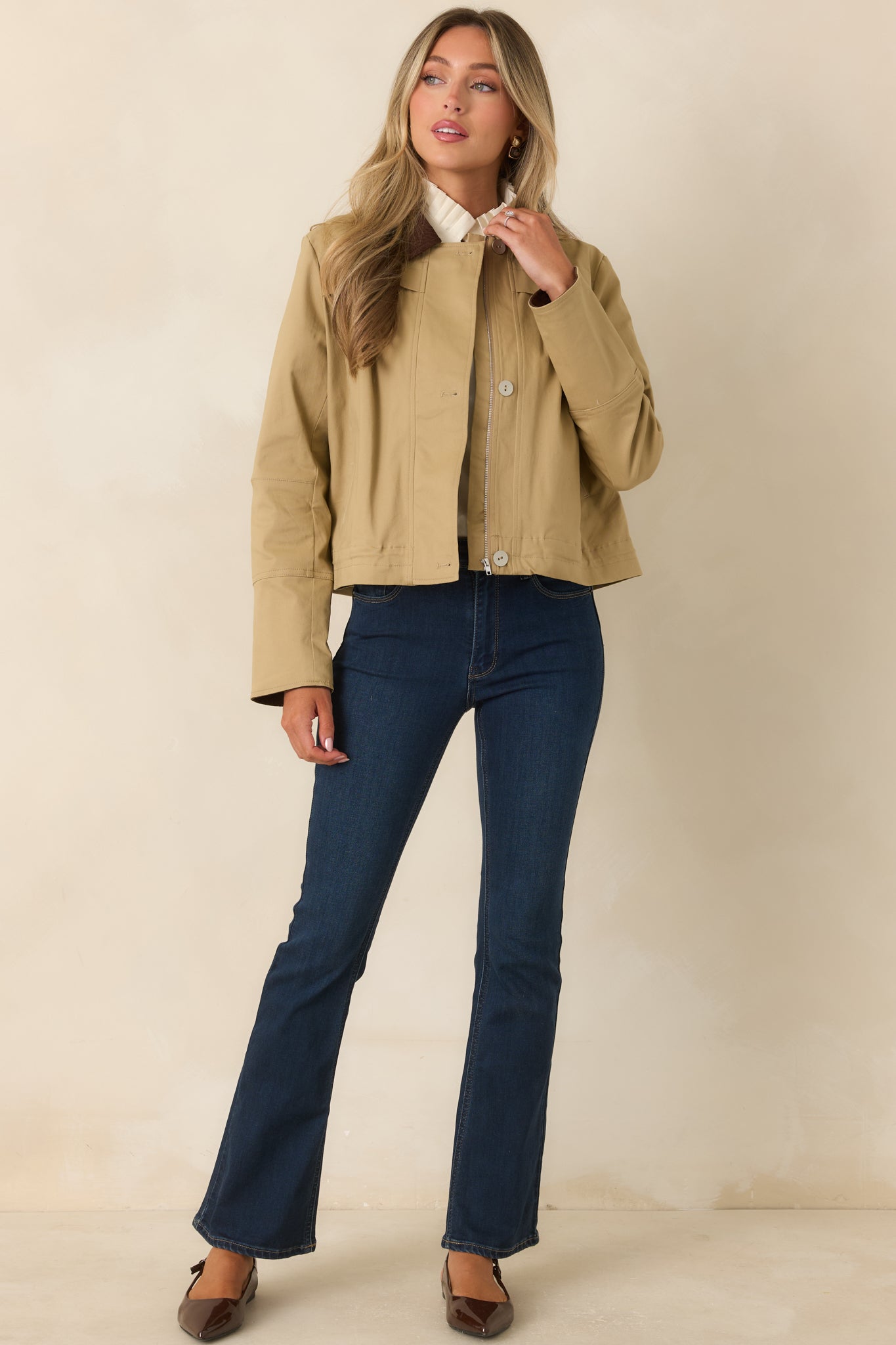 Country Mile Khaki Cotton Cropped Jacket
