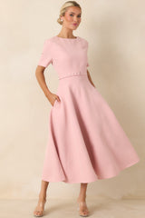 Put Together Perfectly Blush Pink Belted Midi Dress