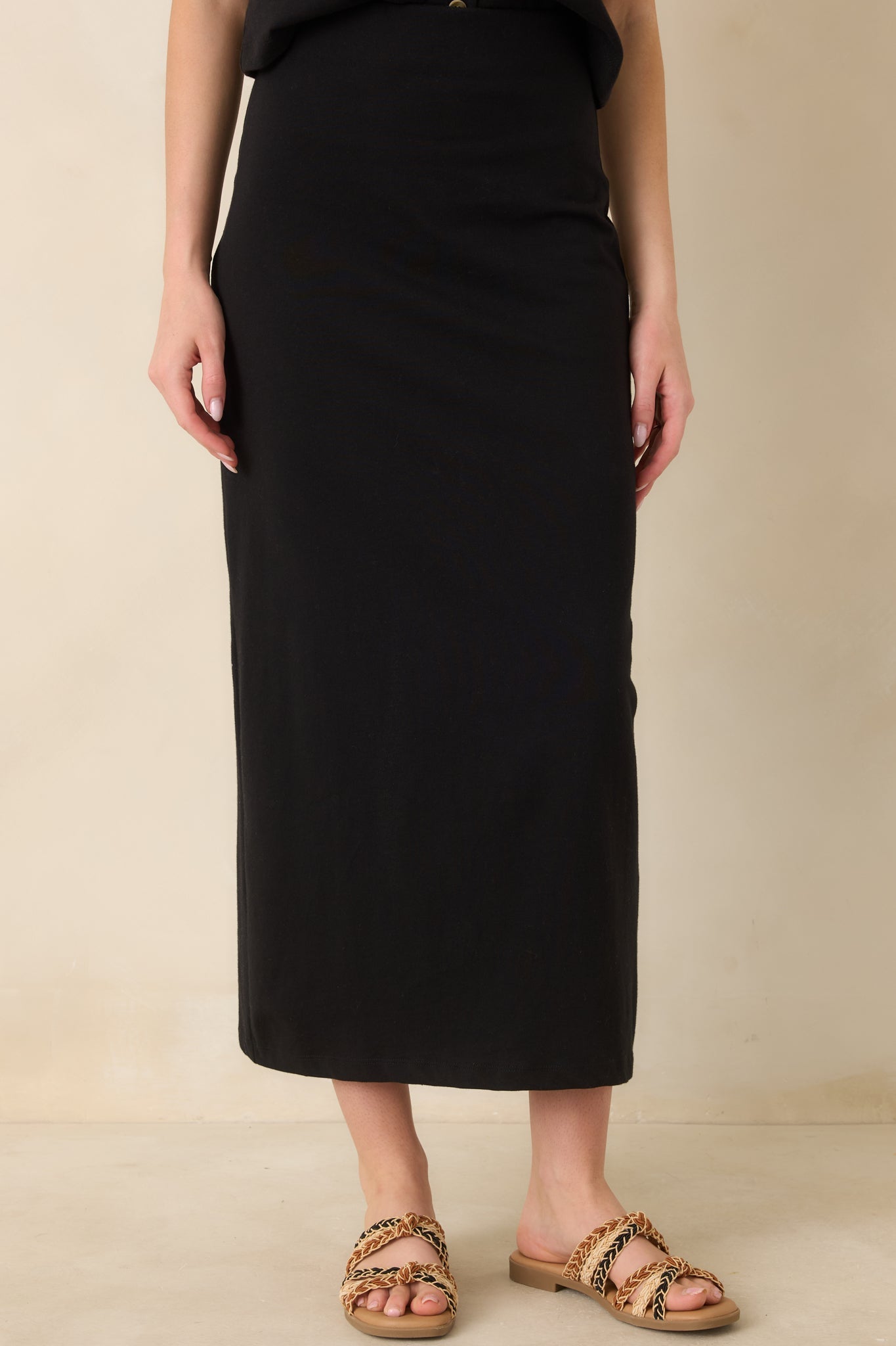 Z Supply True Black Cotton Gail Midi Skirt