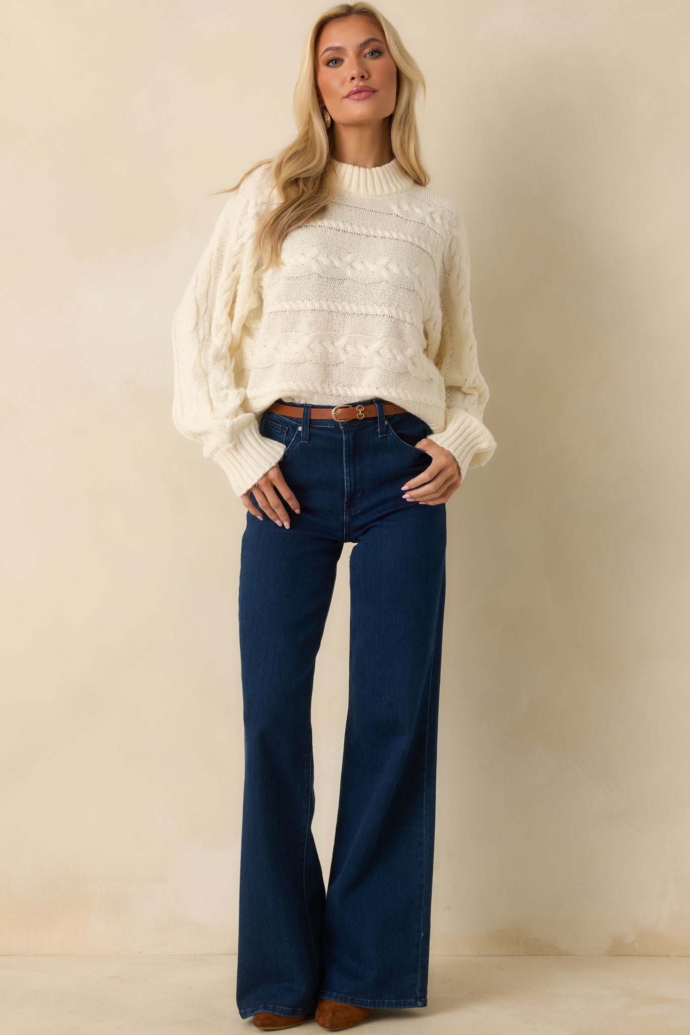 Z Supply Ivory Arctic Cable Cropped Sweater
