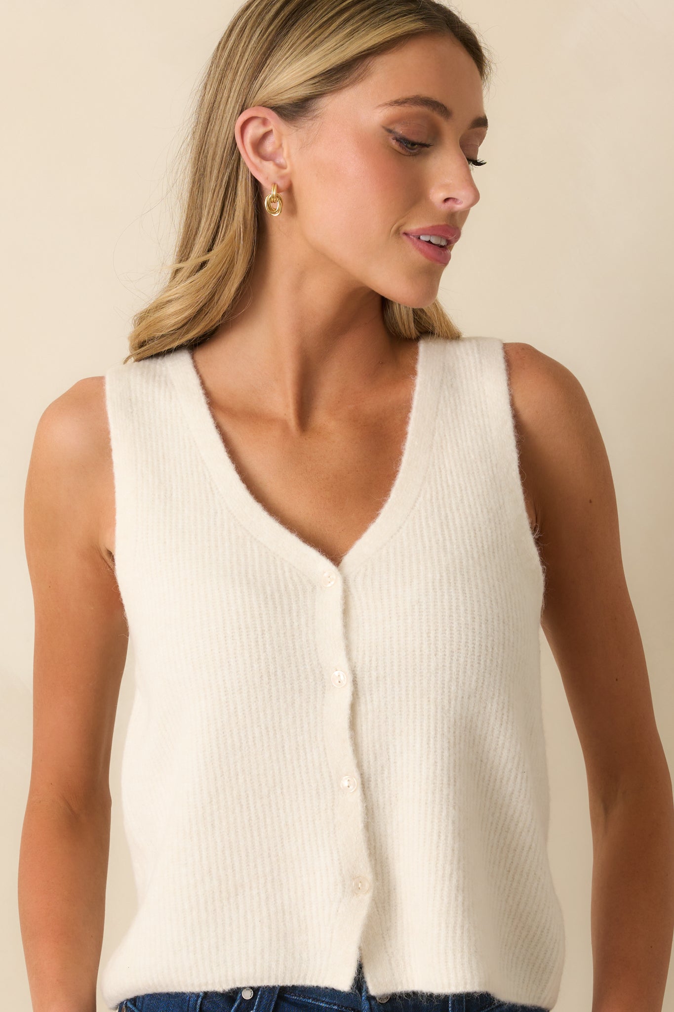 Z Supply Ivory Knit Bryce Sweater Vest