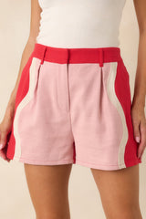 Playfully Yours Red & Blush Cotton Contrast Shorts