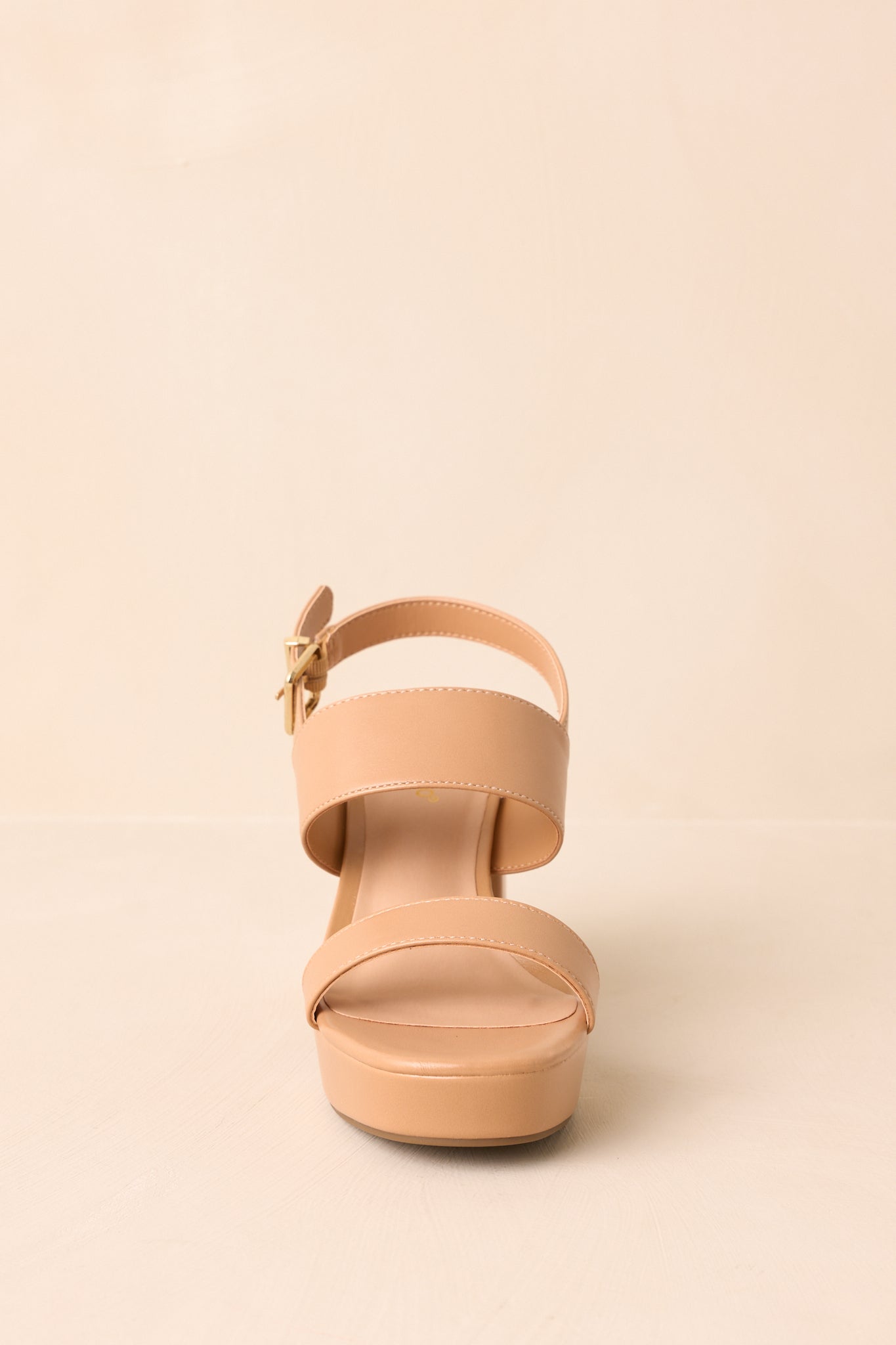 Nobody Else Tan Faux Leather High Heel Platform Sandals