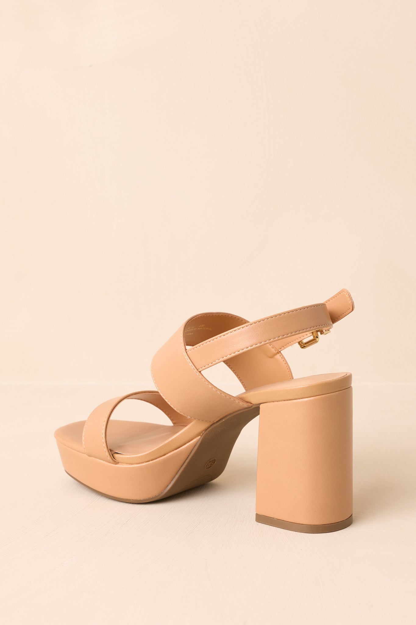 Nobody Else Tan Faux Leather High Heel Platform Sandals