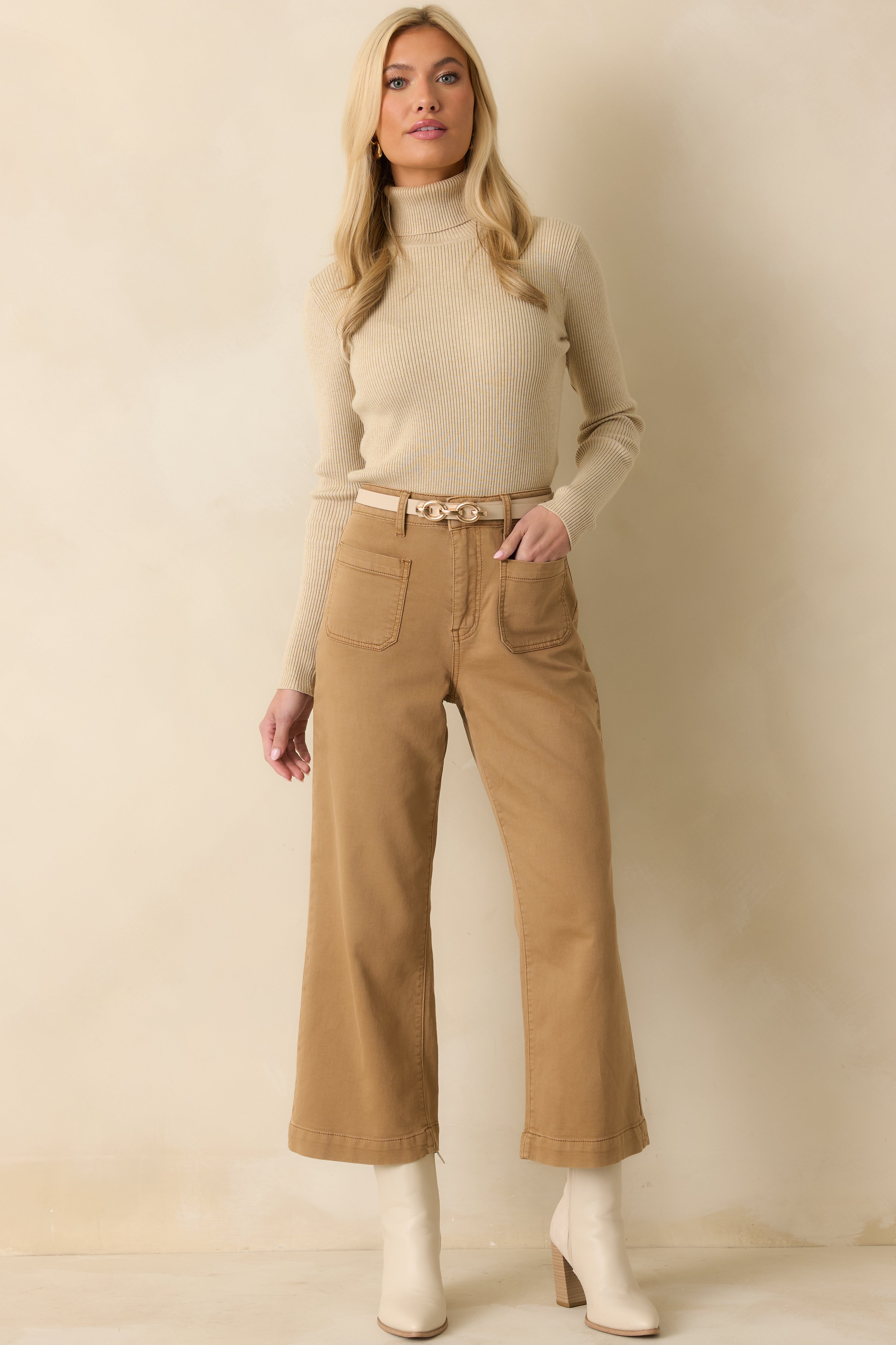 Thread & Supply Tan Brown Cotton Sophia Pants