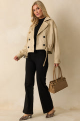 Ahead of Schedule Beige Cotton Double Breasted Belted Jacket