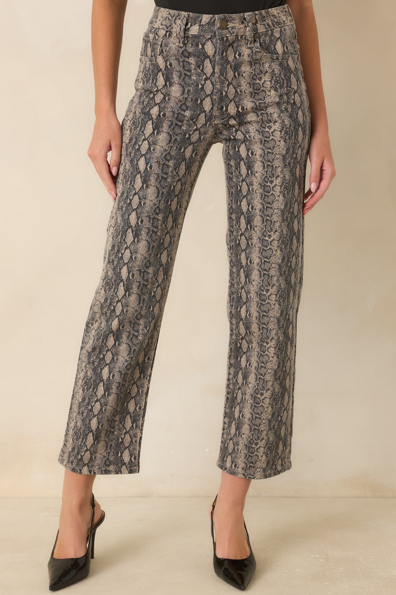 Made For Days Like This Tan Snakeskin Cotton Stretch Jeans