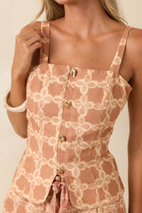 Write Me Back Tan & Ivory Printed Sleeveless Top
