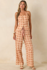 Write Me Back Tan & Ivory Printed Sleeveless Top