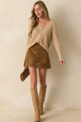 Z Supply Tan Knit Emile V-Neck Cardigan