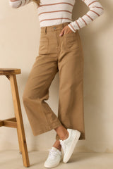 Thread & Supply Tan Brown Cotton Sophia Pants