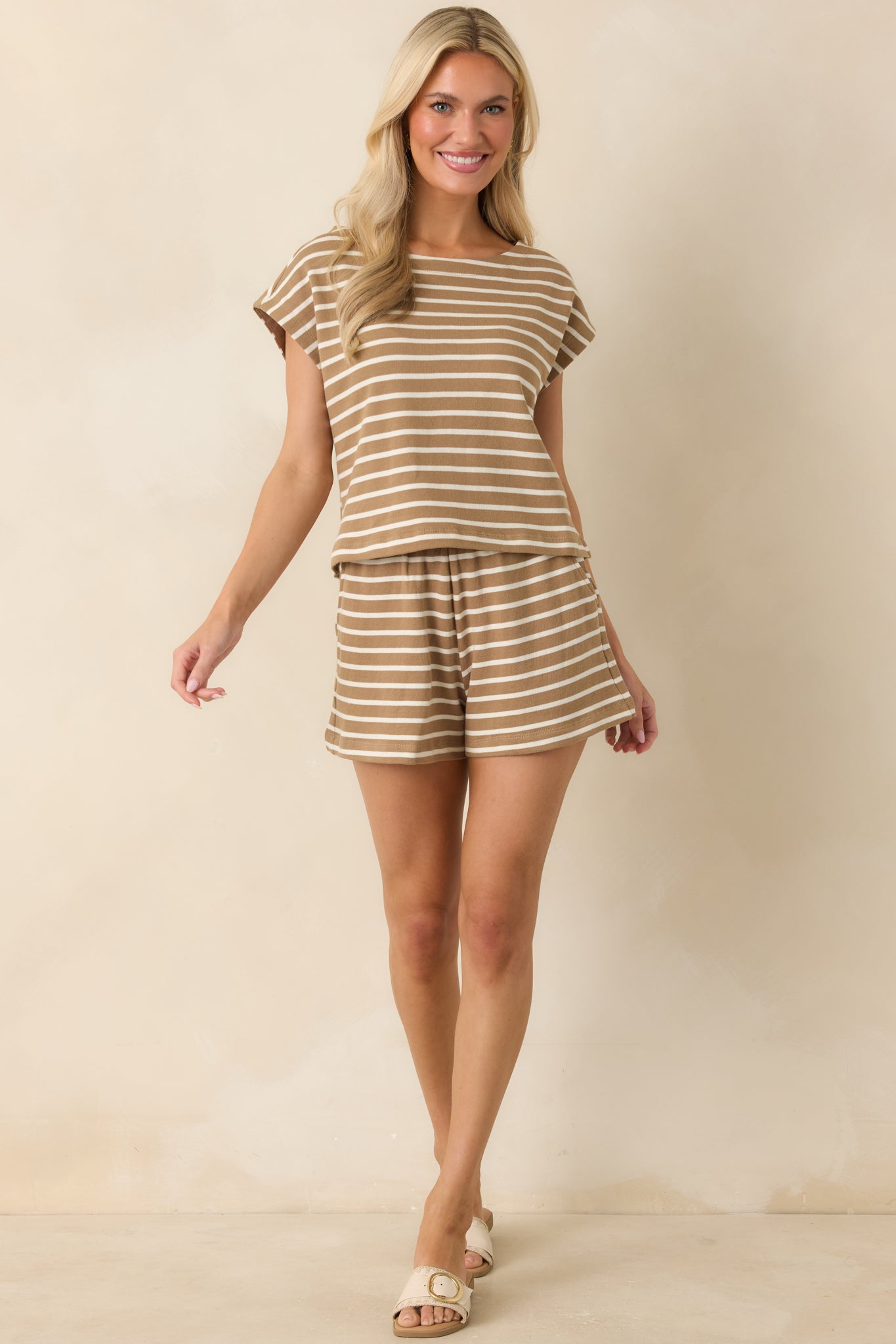 Z Supply Tilly Taro Brown Cotton Stripe Top