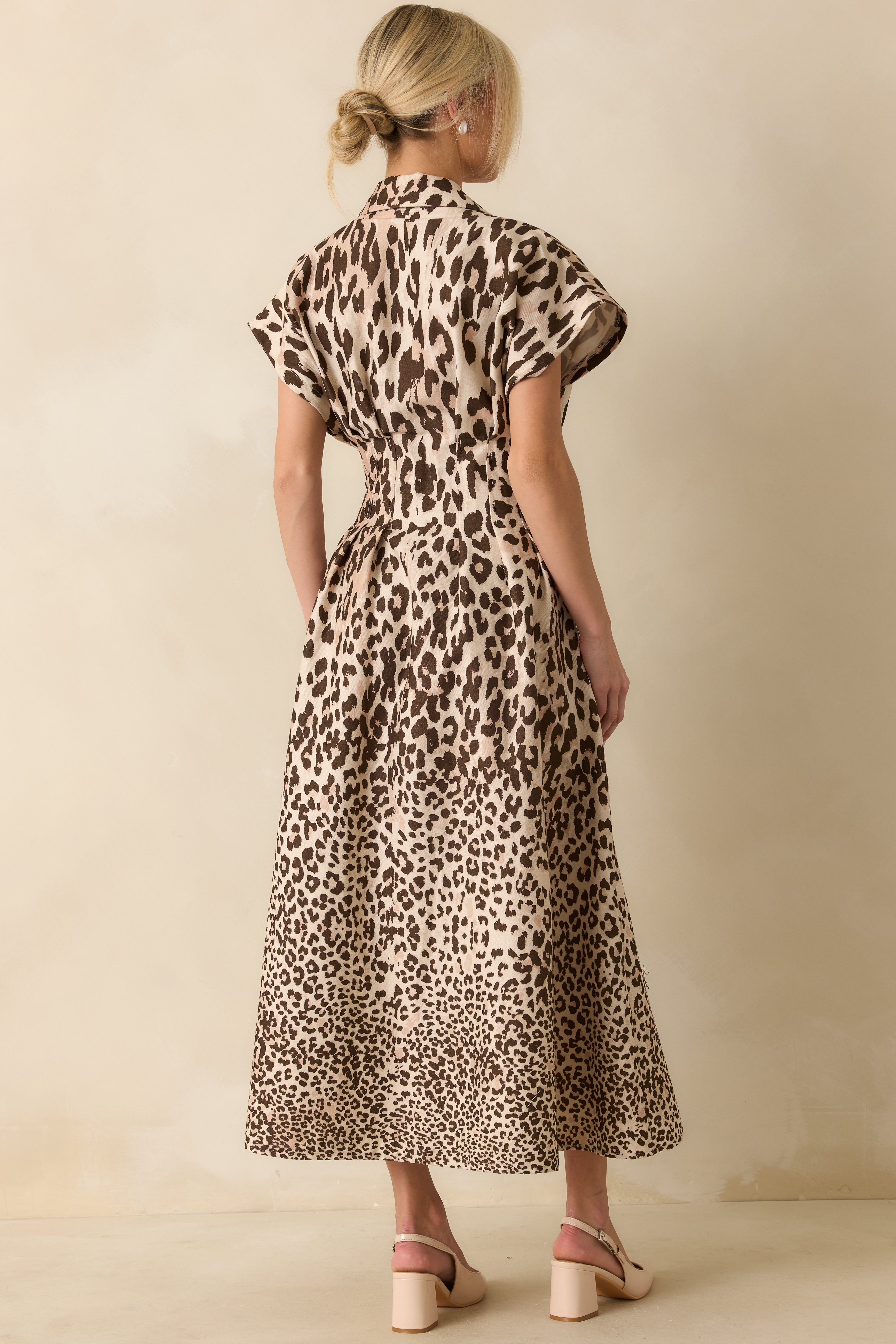 Wild About It Taupe Leopard Print Denim Pocketed Maxi Dress