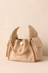 Promise Me Forever Taupe Quilted Faux Leather Purse