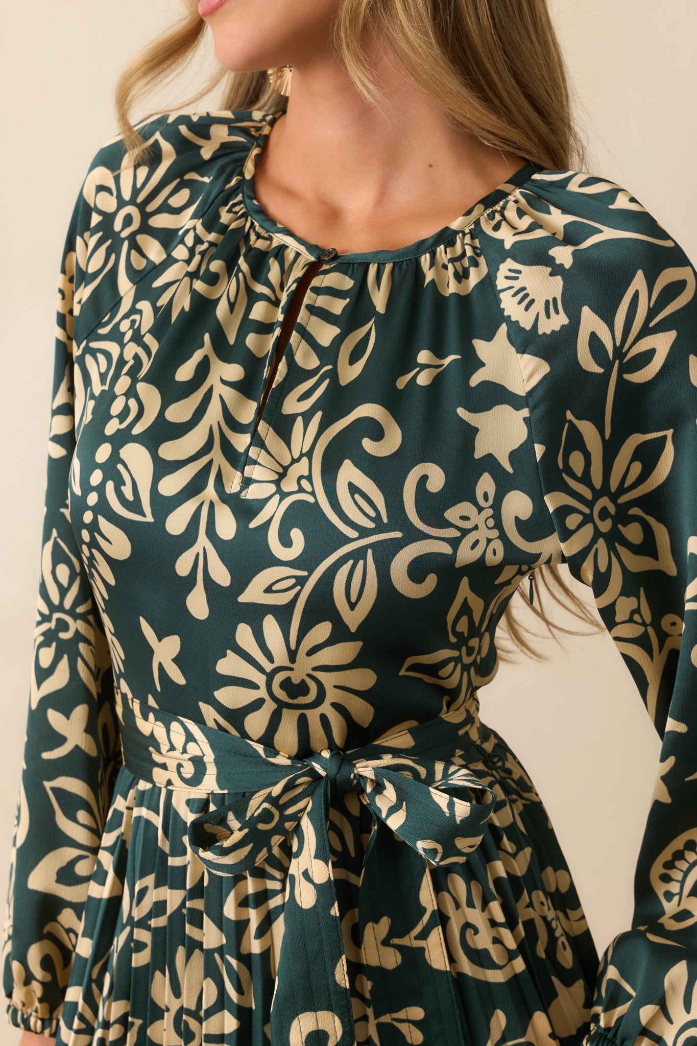 Nothing Has Changed Dark Teal Floral Print Pleated Maxi Dress