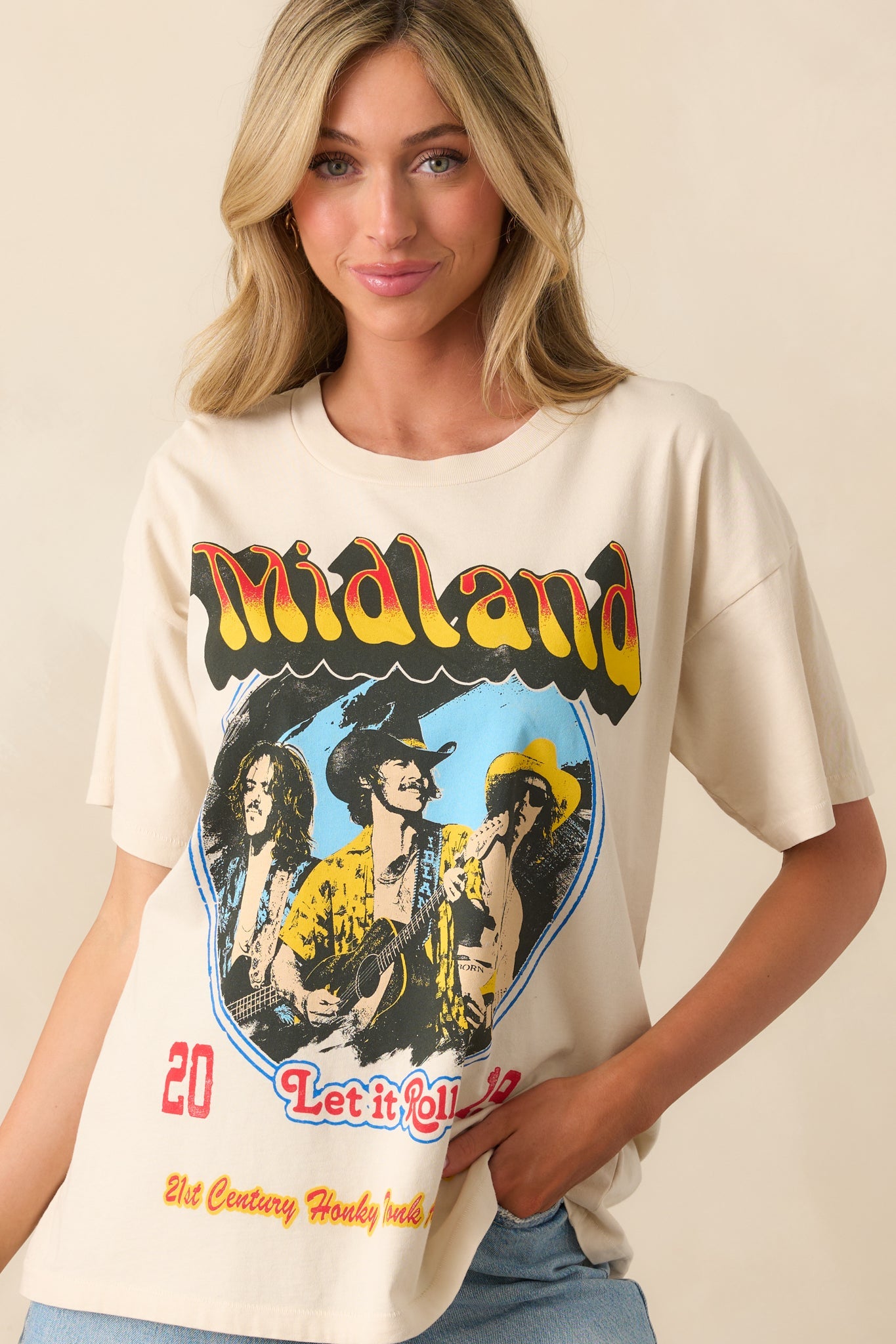 Midland Ivory Cotton Let It Roll Tour Merch Tee