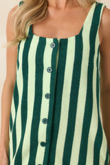 FRNCH Peppe Green Stripe Cotton Terry Mini Dress
