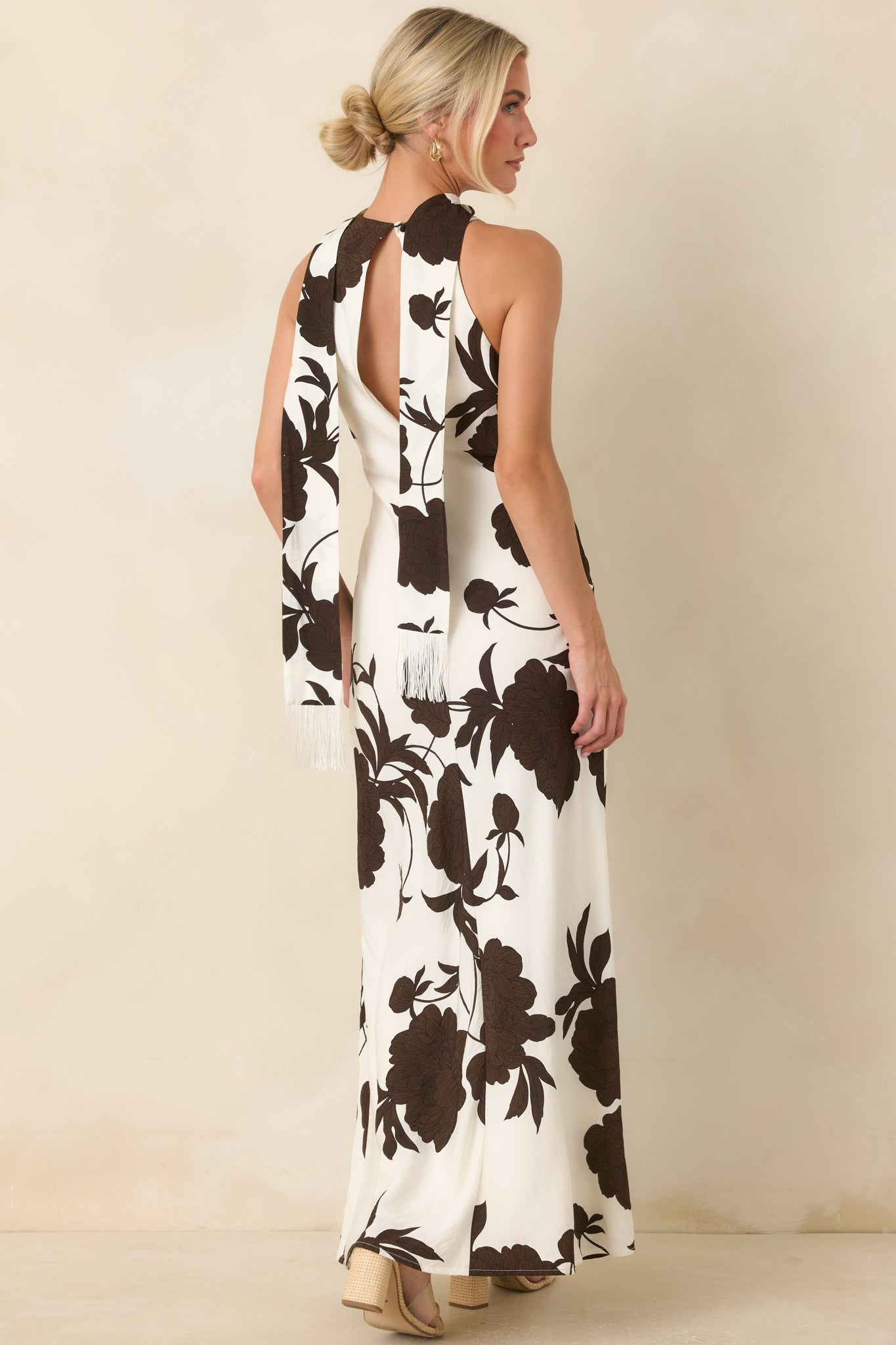 MINKPINK Elodie Chocolate Floral Maxi Dress