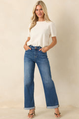 Always Charming Ivory Pointelle Knit Top