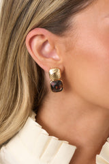 Too Good to Pass Up Gold Textured Tortoise Drop Earrings