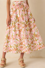 Everything I Ever Wanted Pink Floral Print Cotton Maxi Skirt