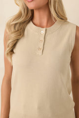 Required Reading Beige Knit Sweater Tank