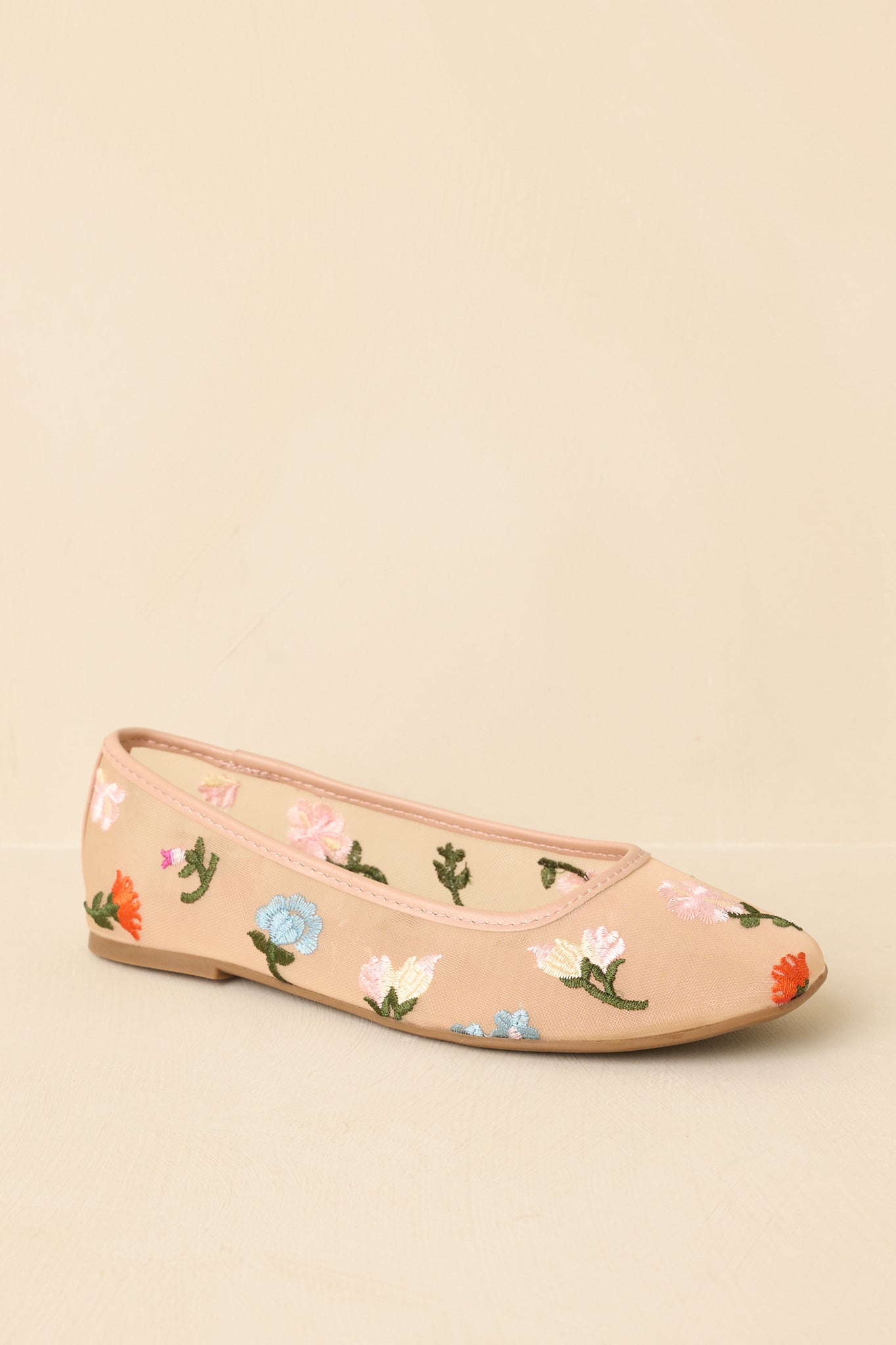Petal Soft Nude Multi Floral Mesh Ballet Flats