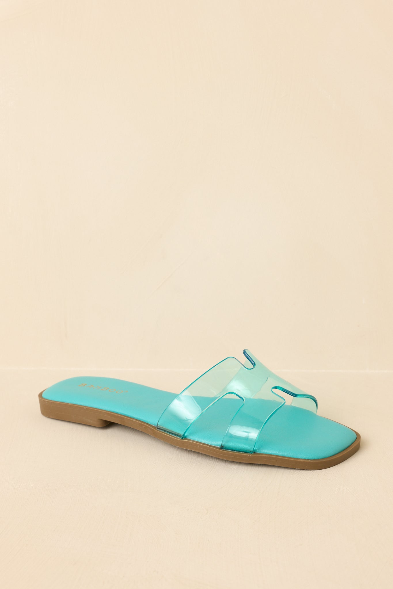 Clear the Way Teal Transparent Strap Slide Sandals