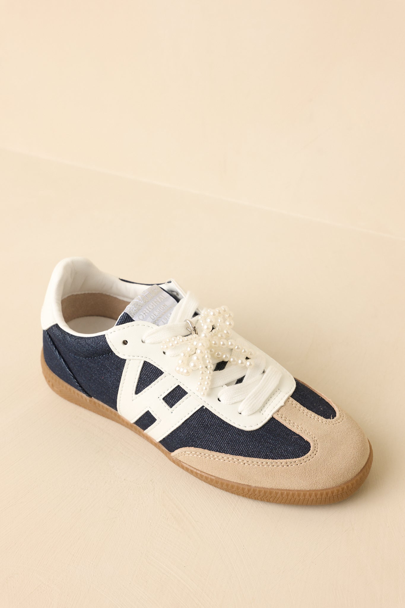 Vintage Havana Nadia Navy & Taupe Suede Lace-Up Sneakers